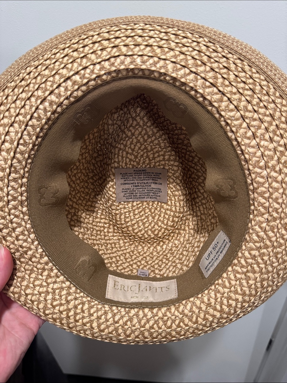 Eric Javits Natural Straw Fedora with Patterned Band - Picture 2 of 2
